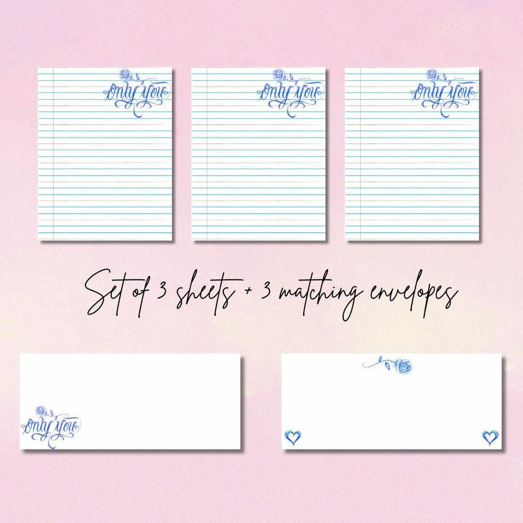 Prison Wife Stationery Set – Pen Rose Art – 3 Sheets & 3 Envelopes – Jail Letter Writing Paper for Inmate Love Long-Distance Couples