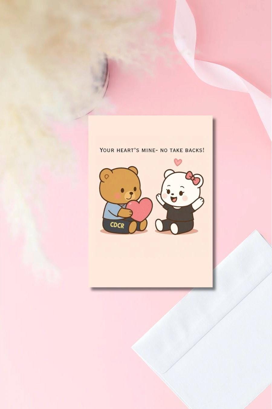 CDCR Prison Wife Card – “Your Heart’s Mine – No Take Backs” | California Prison Wife Card | Cute Bear Couple Design | 5x7 Glossy