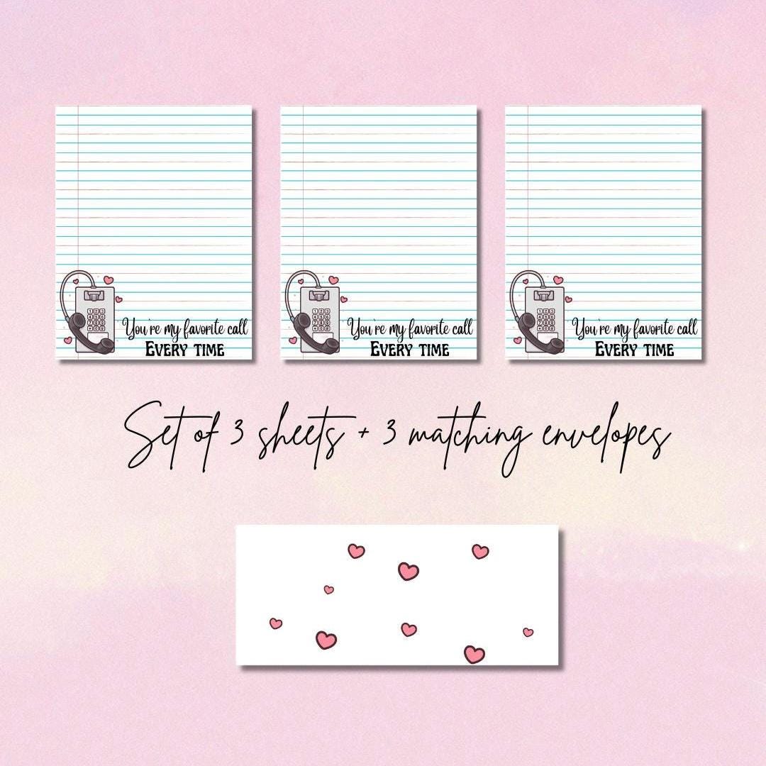 Stationery Set for Prison Wives – 3 Printed Letter Sheets + 3 Matching Envelopes – Pen Pal Paper – Cute Snail Mail Writing Kit