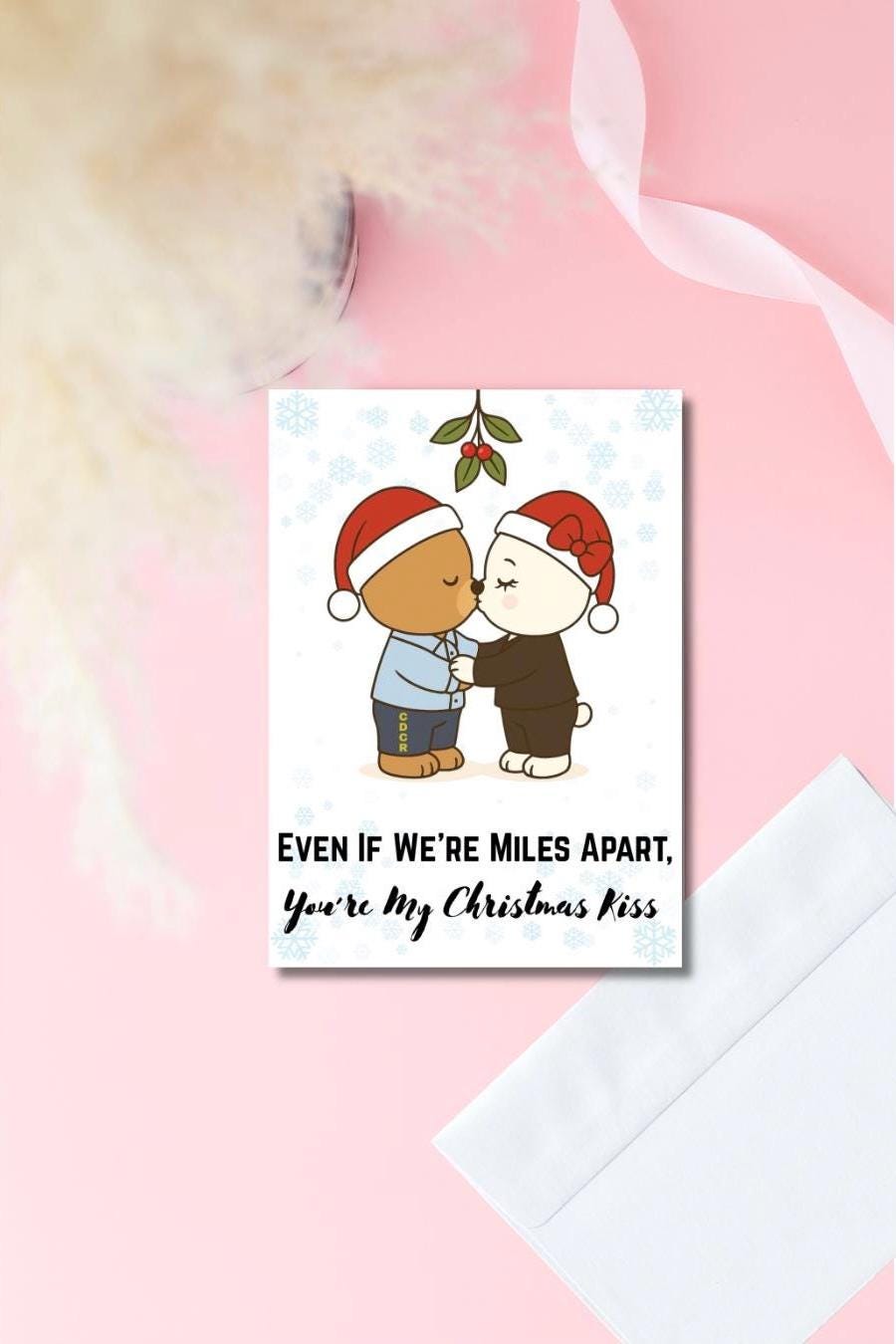 CDCR Prison Wife Christmas Card – “You’re Still My Christmas Kiss” | California Prison Holiday Card | Cute Bear Couple | 5x7 Glossy