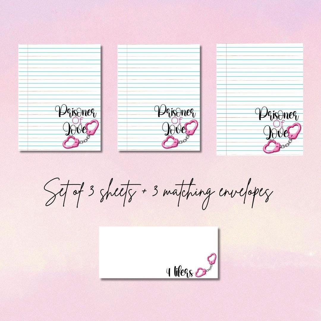 Valentine’s Prison Writing Set | Prisoner of Love Stationery | Jail Mail Writing Paper & Envelopes | Gift for Husband or Boyfriend in Prison