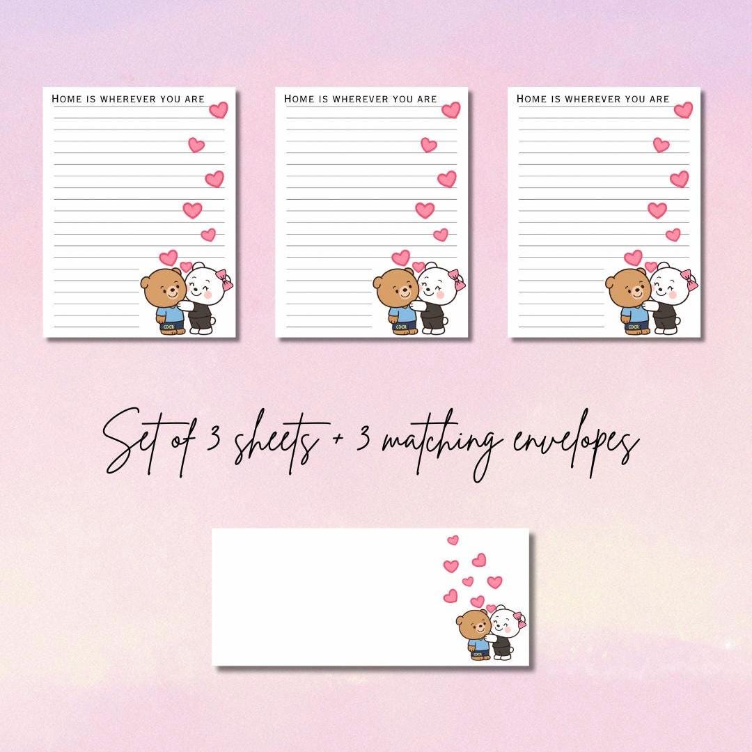 CDCR Prison Wife Stationery – 3 Printed Letter Sheets + 3 Matching Envelopes – Pen Pal Paper – Cute Snail Mail Writing Kit