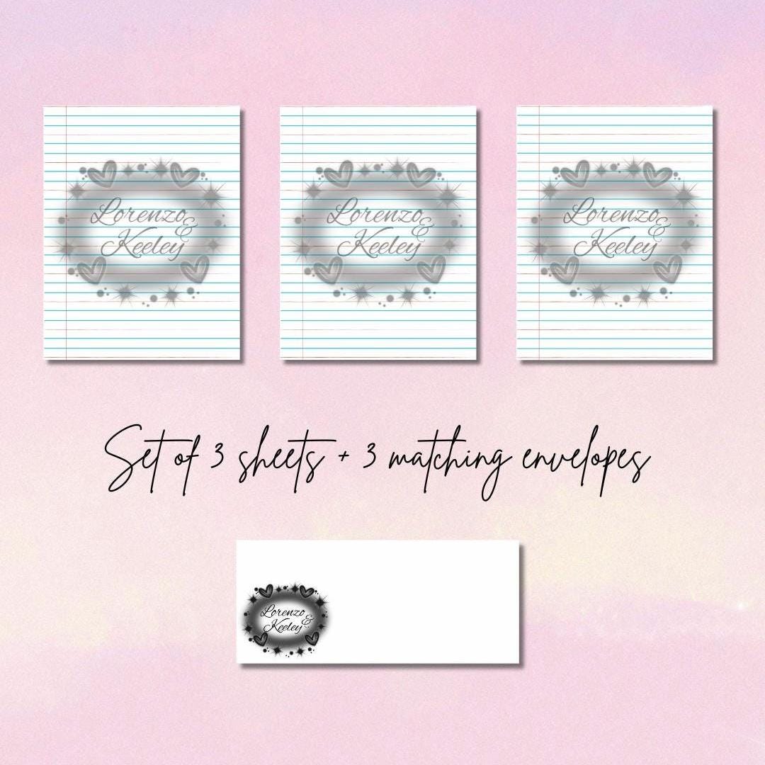 Custom Couple Name Prison Writing Set | 3 Writing Sheets + 3 Envelopes | Prison Wife Stationery | Jail Mail Letter Set | Personalized Letter