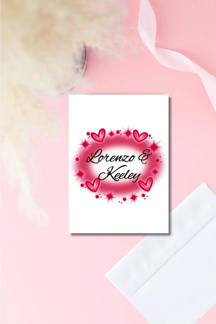 Custom Airbrush Name Card | Personalized Couple Name Card | Prison Wife Girlfriend Card | Long Distance Love Card