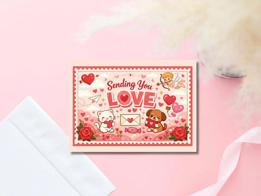 Sending You Love Valentine’s Day Card | Prison Wife Love Card | Valentine Card for Boyfriend in Prison | Jail Mail Friendly | KeeksDesignz