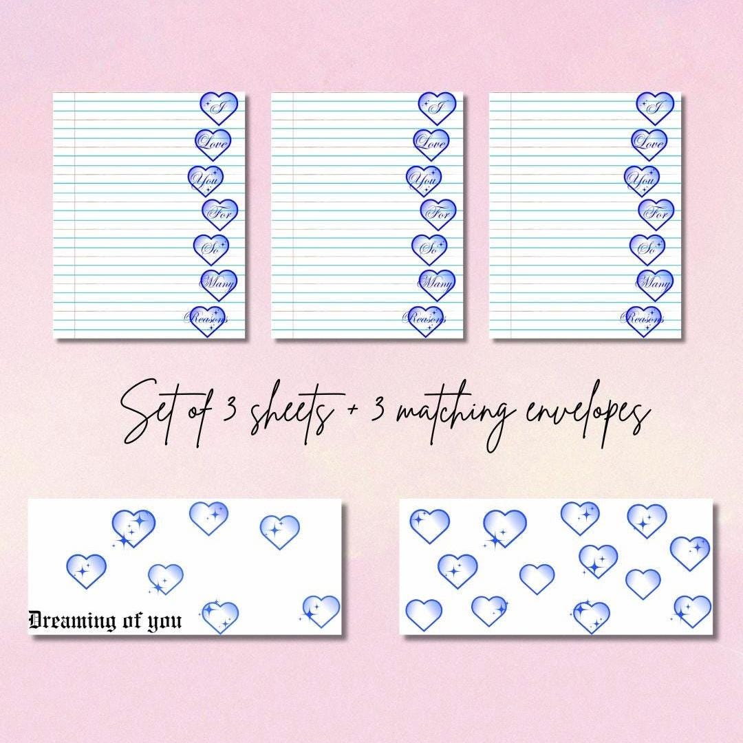 Stationery Set for Prison Wives – 3 Printed Letter Sheets + 3 Matching Envelopes – Pen Pal Paper – Cute Snail Mail Writing Kit