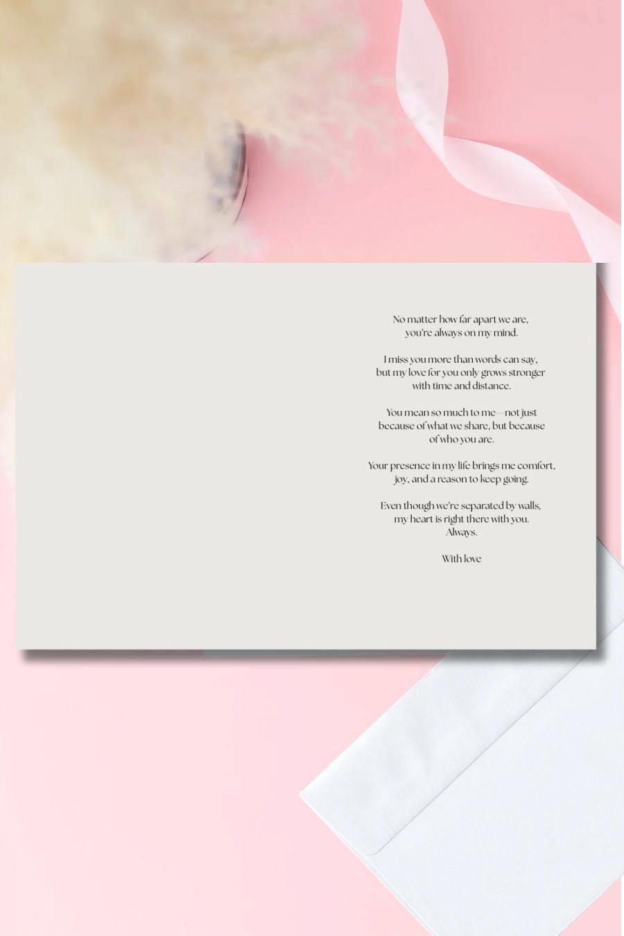 5x7 Inmate Greeting Card – Prison Love Letter, Long Distance Relationship, Handmade, Glossy Outside, Envelope Included