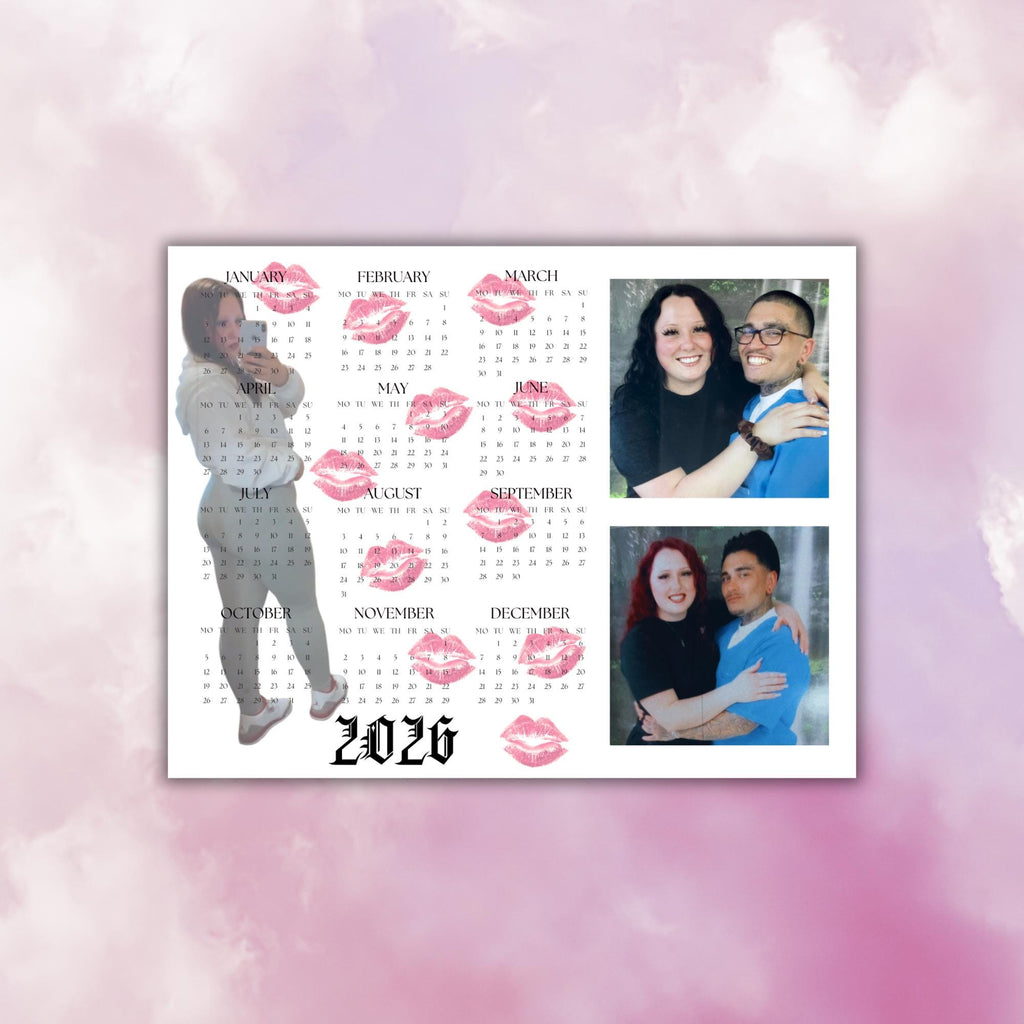 Custom Prison Wife Calendar 2026 | Photo Collage + Kiss Print Style | Personalized Inmate Calendar Gift | Long Distance Relationship Gift