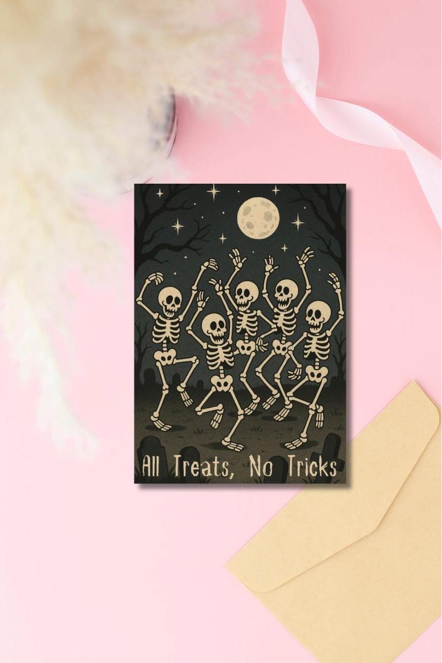 5x7 Halloween Inmate Greeting Card – Prison Love Letter, Long Distance Relationship, Handmade, Glossy Outside, Envelope Included
