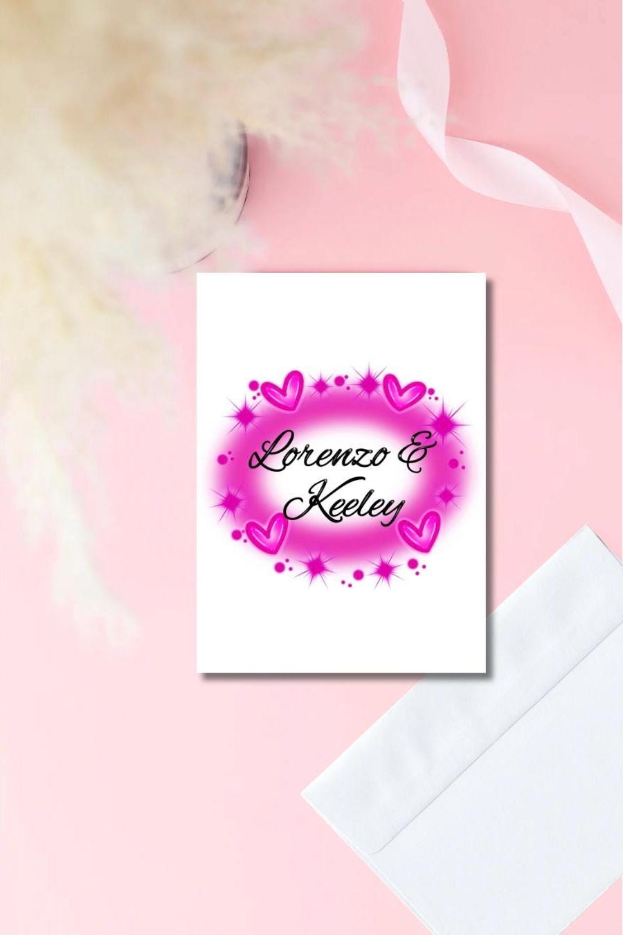 Custom Airbrush Name Card | Personalized Couple Name Card | Prison Wife Girlfriend Card | Long Distance Love Card