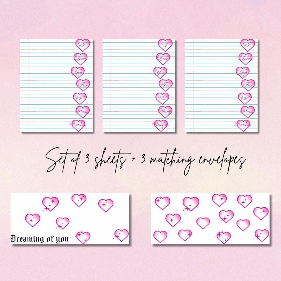 Stationery Set for Prison Wives – 3 Printed Letter Sheets + 3 Matching Envelopes – Pen Pal Paper – Cute Snail Mail Writing Kit