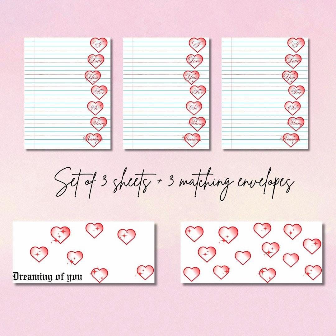 Stationery Set for Prison Wives – 3 Printed Letter Sheets + 3 Matching Envelopes – Pen Pal Paper – Cute Snail Mail Writing Kit