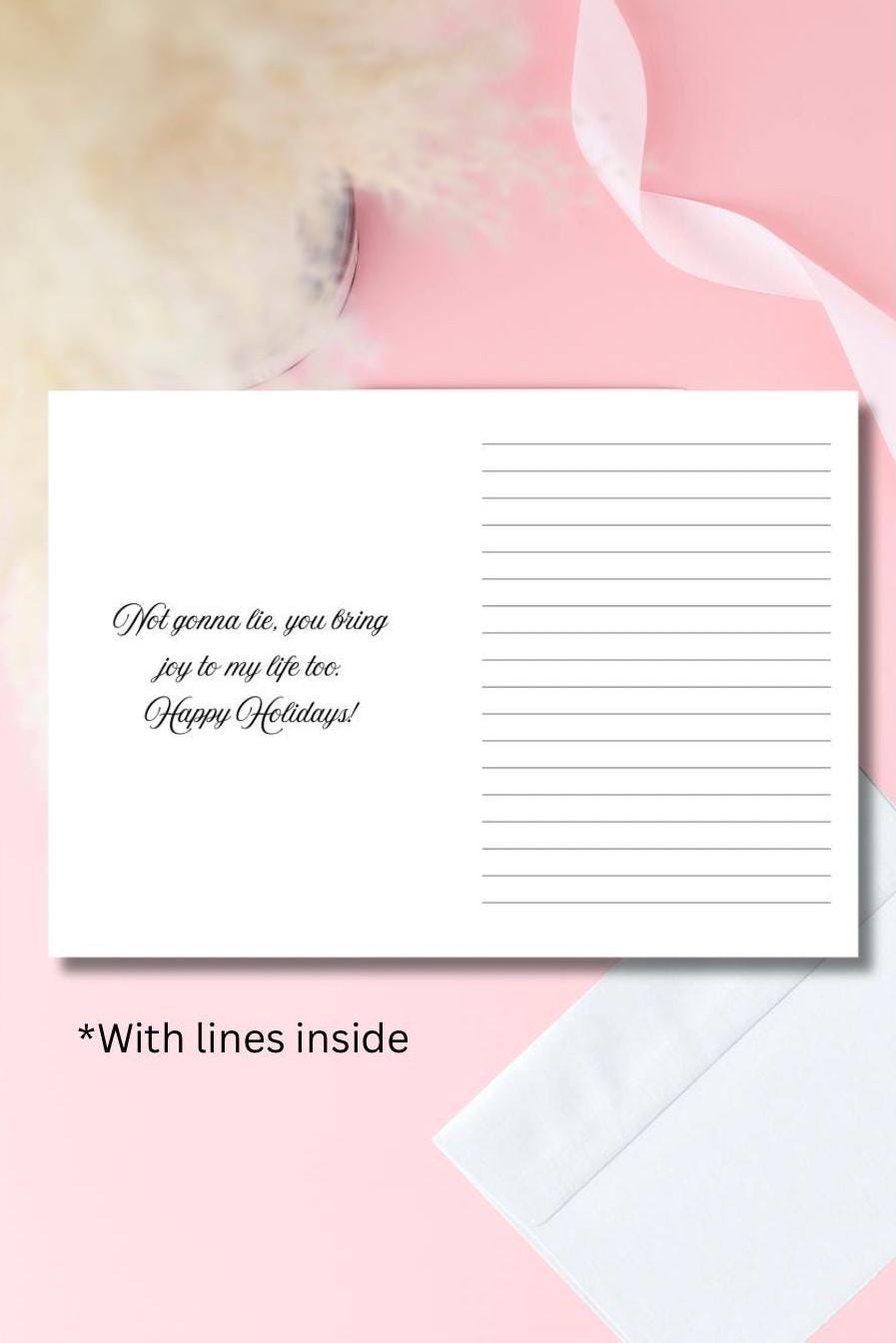 Pink Snow Globe Christmas Card 5x7 – “You’re the Joy of My Life” Holiday Greeting for Prison Wife or Girlfriend