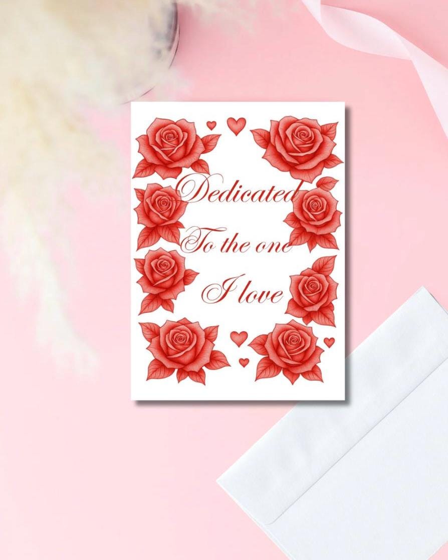 Dedicated to the One I Love Card | Red Roses Design | Prison Wife Girlfriend or Fiance Card