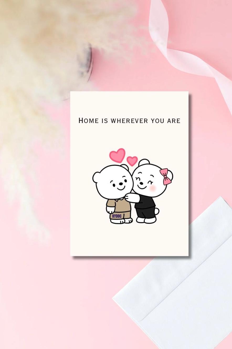 KYDOC Prison Wife Card – “Home Is Wherever You Are” | Kentucky Prison Wife Card | Cute Bear Couple Design | 5x7 Glossy Greeting