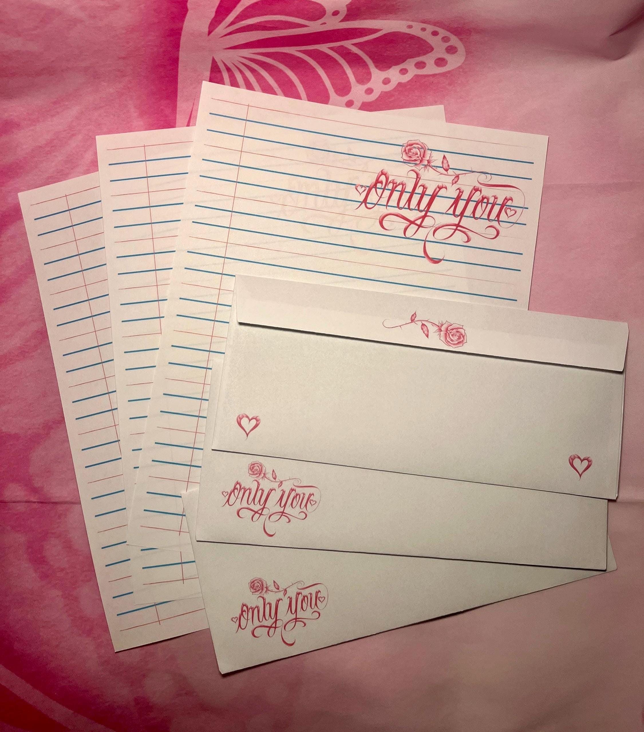 Prison Wife Stationery Set – Pen Rose Art – 3 Sheets & 3 Envelopes – Jail Letter Writing Paper for Inmate Love Long-Distance Couples