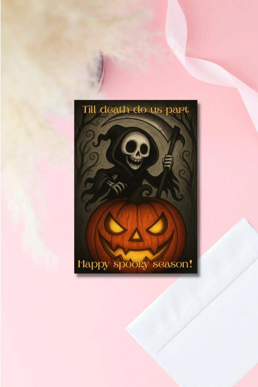 5x7 Halloween Inmate Greeting Card – Prison Love Letter, Long Distance Relationship, Handmade, Glossy Outside, Envelope Included