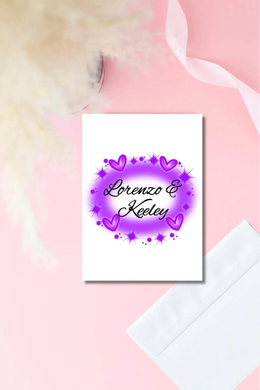 Custom Airbrush Name Card | Personalized Couple Name Card | Prison Wife Girlfriend Card | Long Distance Love Card