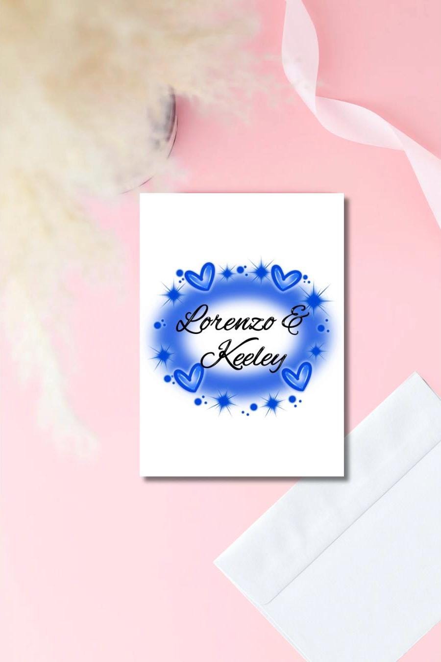 Custom Airbrush Name Card | Personalized Couple Name Card | Prison Wife Girlfriend Card | Long Distance Love Card