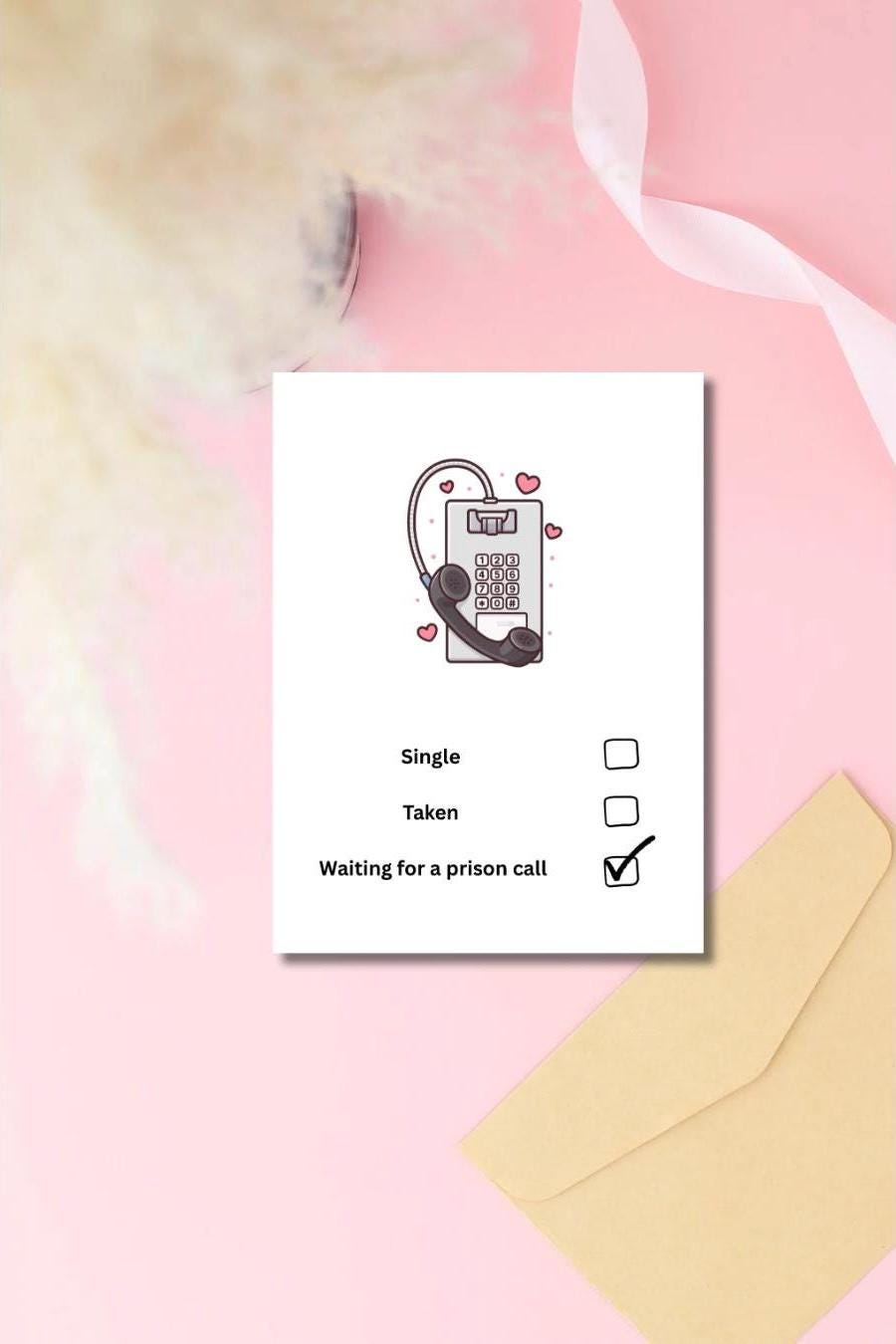 5x7 Inmate Greeting Card – Prison Love Letter, Long Distance Relationship, Handmade, Glossy Outside, Envelope Included