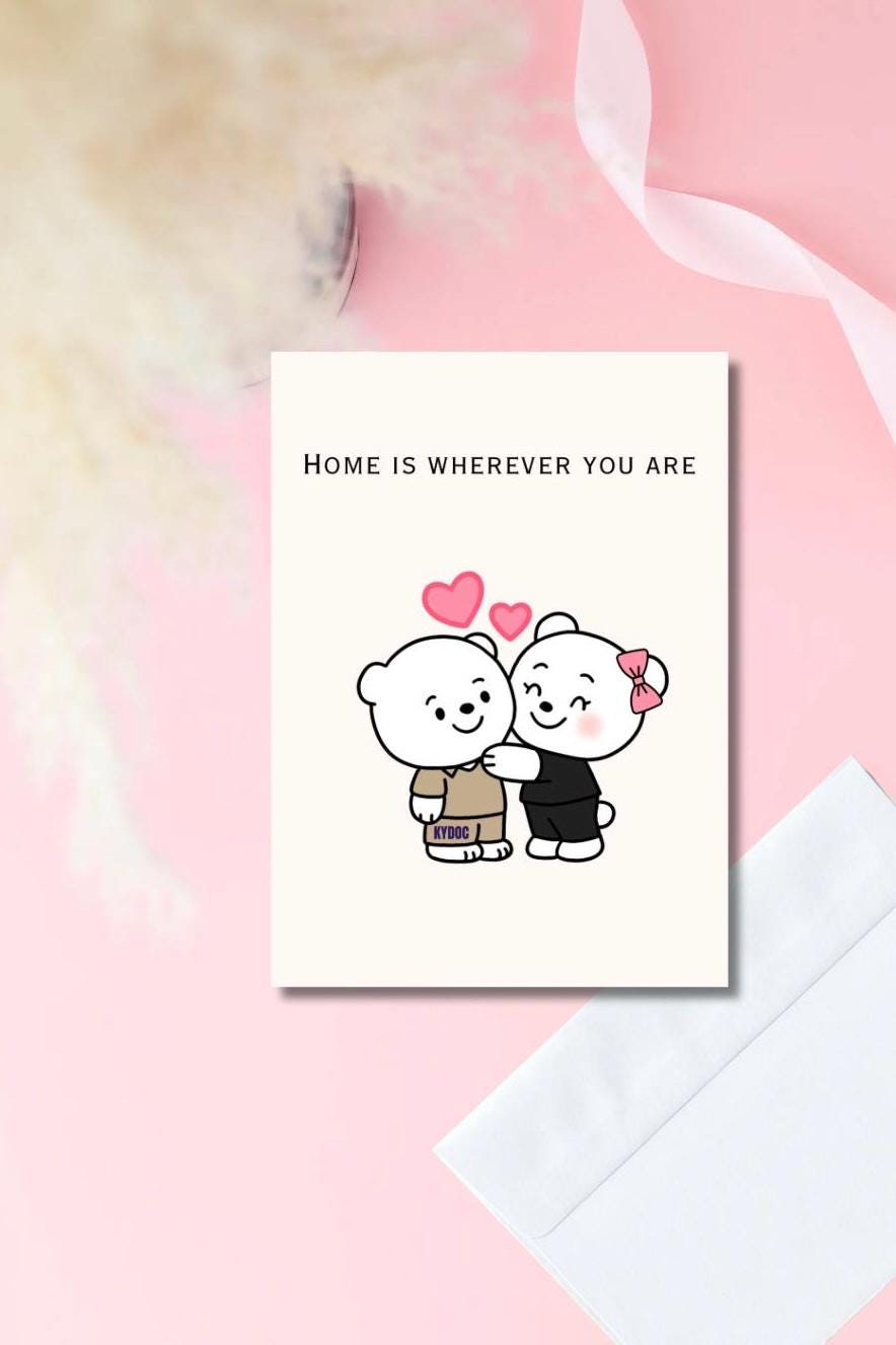KYDOC Prison Wife Card – “Home Is Wherever You Are” | Kentucky Prison Wife Card | Cute Bear Couple Design | 5x7 Glossy Greeting