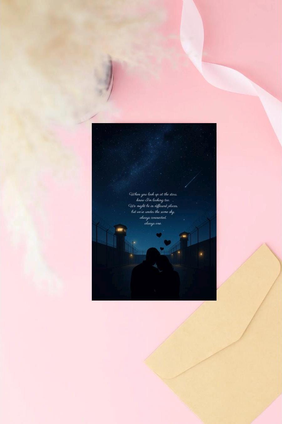 5x7 Inmate Greeting Card – Prison Love Letter, Long Distance Relationship, Handmade, Glossy Outside, Envelope Included