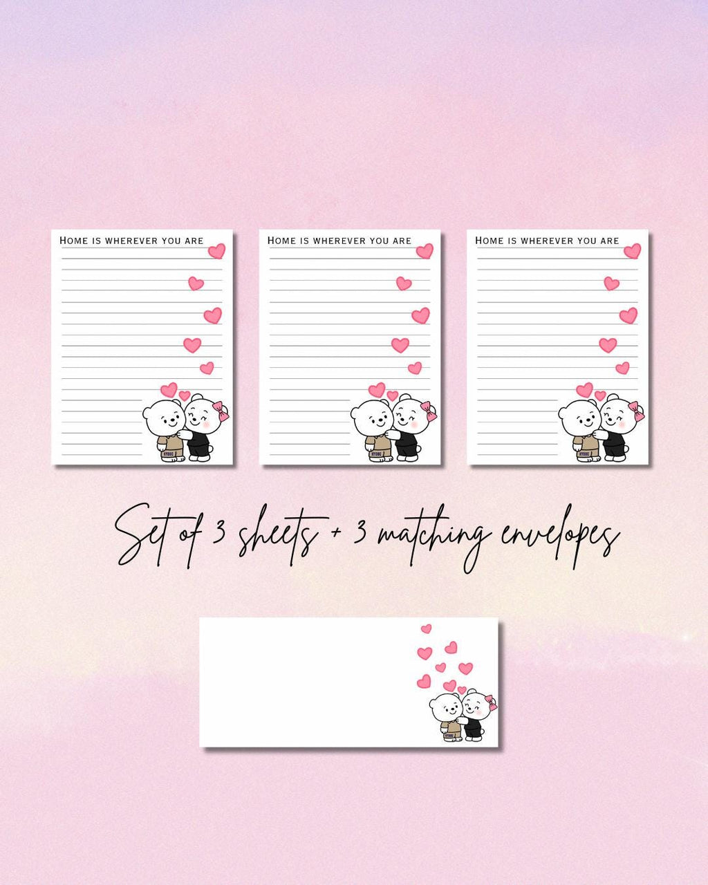 KYDOC Prison Wife Writing Set – “Home Is Wherever You Are” | 3 Sheets + 3 Matching Envelopes | Kentucky Prison Stationery
