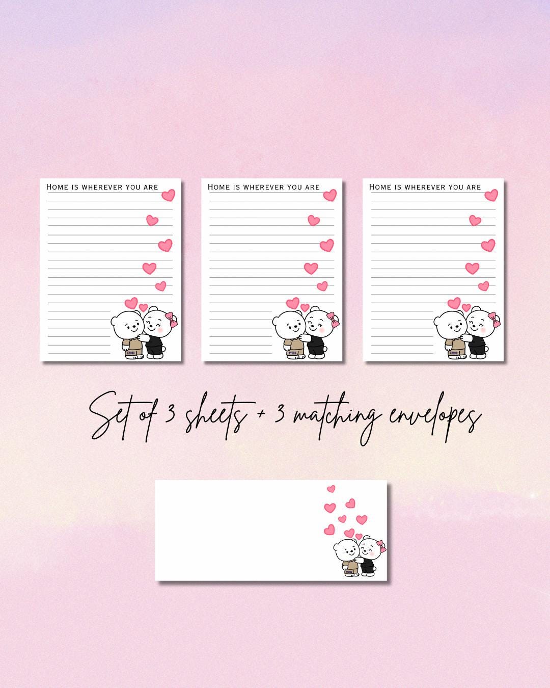 KYDOC Prison Wife Writing Set – “Home Is Wherever You Are” | 3 Sheets + 3 Matching Envelopes | Kentucky Prison Stationery