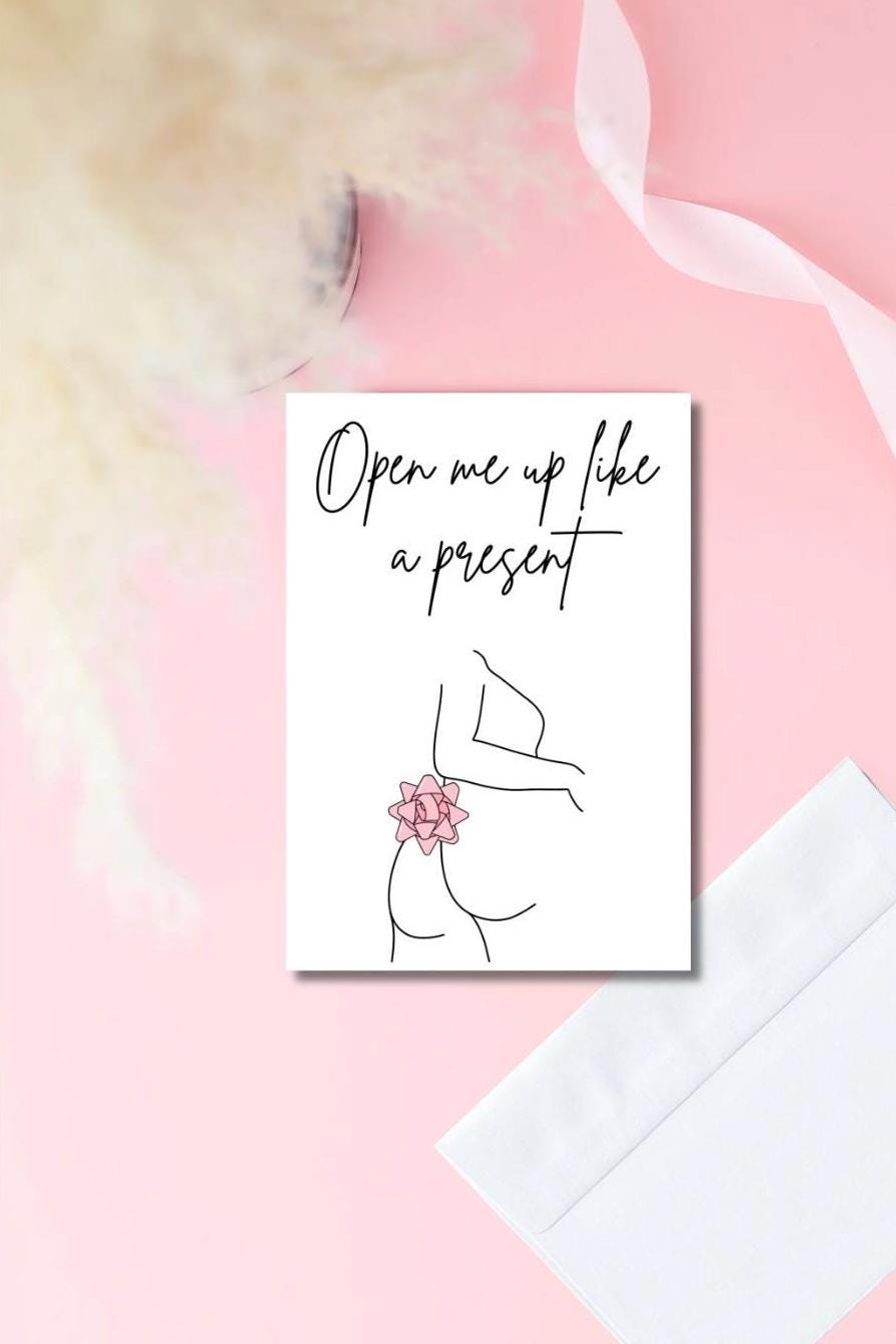 Open Me Up Like a Present Card | Minimalist Silhouette Card | Sexy Valentines Card for Husband Boyfriend | Prison Wife Card