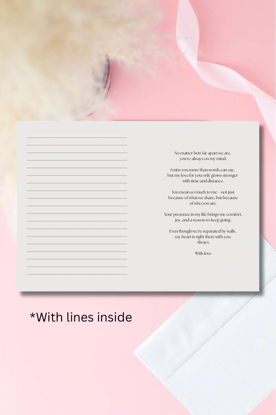 5x7 Inmate Greeting Card – Prison Love Letter, Long Distance Relationship, Handmade, Glossy Outside, Envelope Included